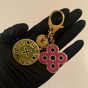Louis Vuitton Multicolor Flower Coin Charm Key Holder Gold Hardware
